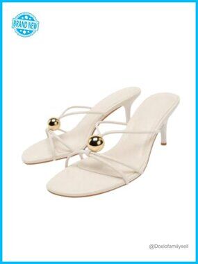 Kitten Heel Strappy Sandals PU Leather Backless Slide Dressy